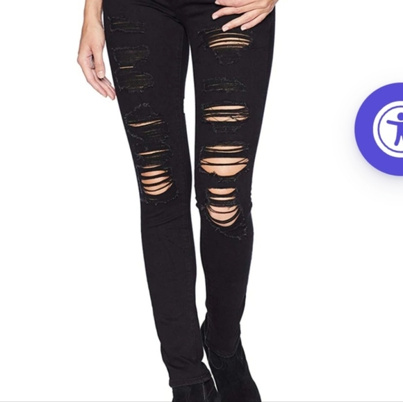 Levi's 711 Skinny Black Deconstructed Jeans - Picture 15 of 15